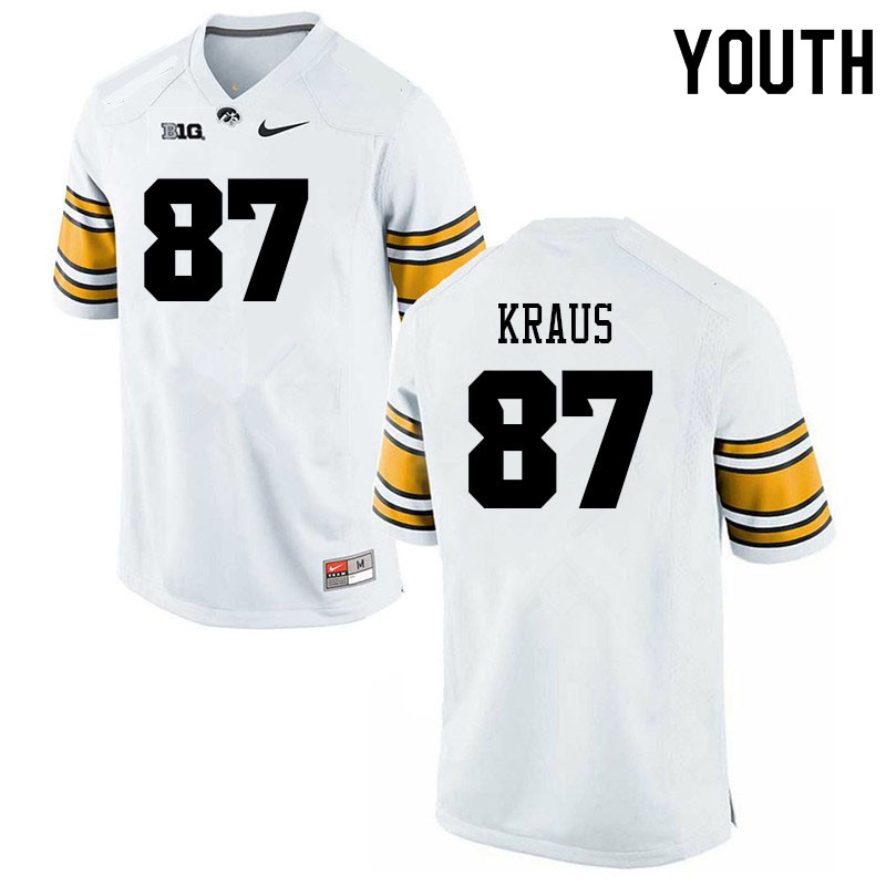 Youth #87 Andrew Kraus Iowa Hawkeyes College Football Alternate Jerseys Sale-White - Click Image to Close